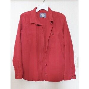 LL Bean Cotton Flannel Shirt Womens XL Red Button Down Double Breasted Pockets